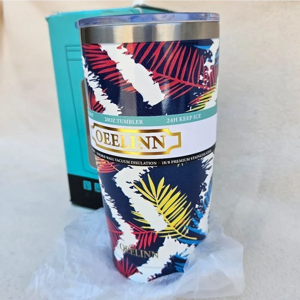 Oeelinn 20oz Tropical Print Insulated Beverage Tumbler